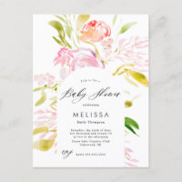 Invitation pour Baby Shower bouquet de roses à l'a