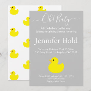Invitation pour Baby Shower Canard en Caoutchouc J
