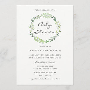 Invitation pour Baby Shower Couronne Aquarelle