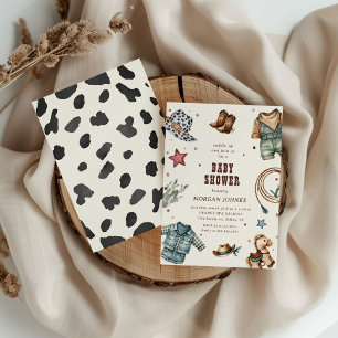 Invitation pour Baby Shower Cowboy Blue Western Ro