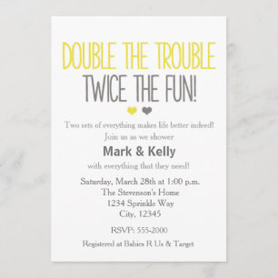 Invitation pour Baby Shower de jumeaux avec deux f