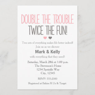 Invitation pour Baby Shower de jumeaux avec deux f