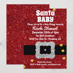 Invitation pour Baby Shower de vacances Santa Baby
