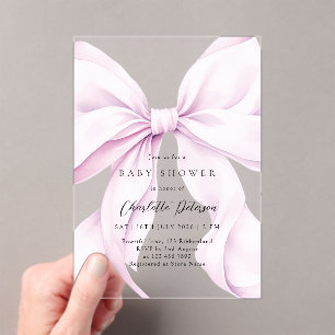 Invitation pour Baby Shower Fille à Nœud Papillon 