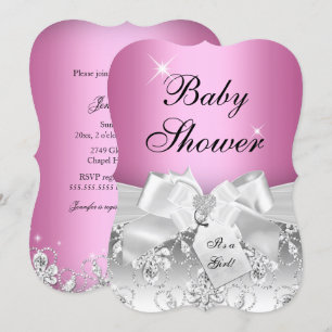 Invitation pour Baby Shower Fille Arc en Soie Diam