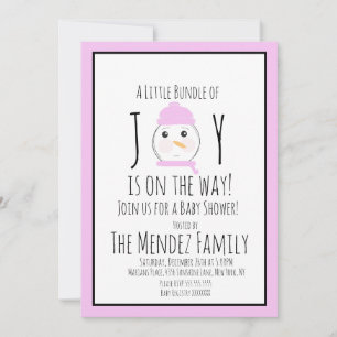 Invitation pour Baby Shower Fille au Bonhomme de N