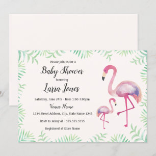 Invitation pour Baby Shower Fille au Flamant Rose