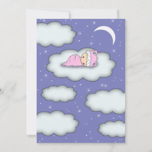 Invitation pour Baby Shower Fille Bébé sur un Nuag