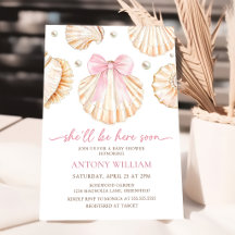 Invitation pour Baby Shower Fille Coquillages Ruba