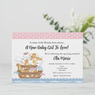 Invitation pour Baby Shower Fille de l'Arche de No