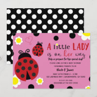 Invitation pour Baby Shower Fille Fleur coccinelle
