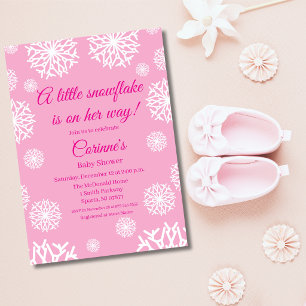 Invitation pour baby shower fille flocon de neige