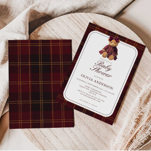 Invitation pour Baby Shower Fille Ours en Peluche