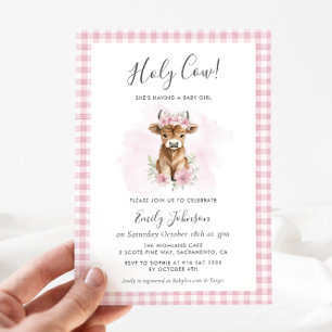 Invitation pour Baby Shower Fille Vache des Highla