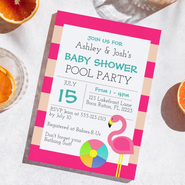Invitation pour Baby Shower Flamant Rose (Créateur téléchargé)
