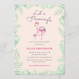 Invitation pour Baby Shower Flamant Rose Bébé