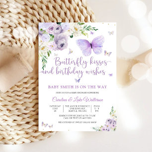 Invitation pour Baby Shower Fleur et Papillon