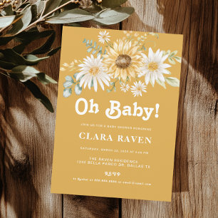 Invitation pour Baby Shower Fleurie Canary Oh Baby