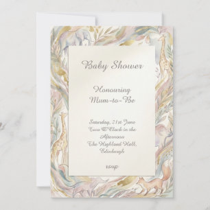 Invitation pour Baby Shower Fleurs Arc-en-ciel Pas