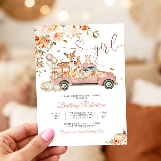 Invitation pour Baby Shower Floral en Forêt