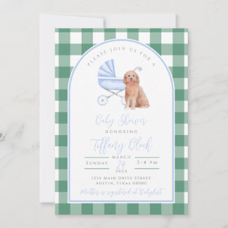 Invitation pour Baby Shower Garçon au Gingham à Ca
