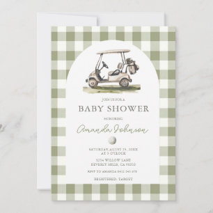 Invitation pour Baby Shower Garçon Golf Gingham Ve