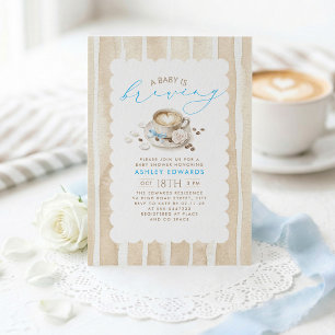 Invitation pour Baby Shower Garçon Latte au Ruban 