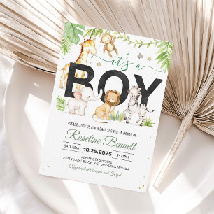Invitation pour Baby Shower Garçon Safari A Wild O
