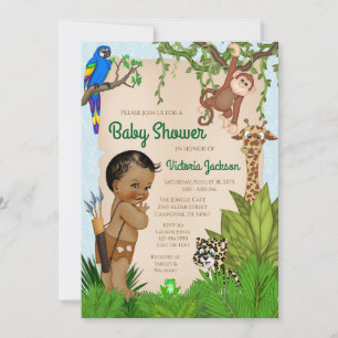 Invitation pour Baby Shower Garçon Safari Animal