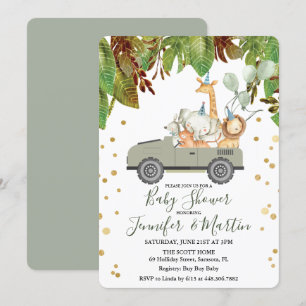 Invitation pour Baby Shower Garçon Safari Jungle