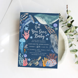 Invitation pour Baby Shower Garçon Thème Océan Ani