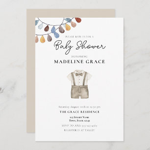 Invitation pour Baby Shower Garçon Vêtements Bohèm