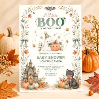 Invitation pour Baby Shower Ghost Little Boo Hallo