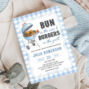 Invitation pour Baby Shower Gingham Burger BBQ