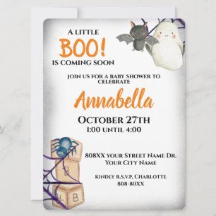 Invitation pour Baby Shower Halloween Cute Little
