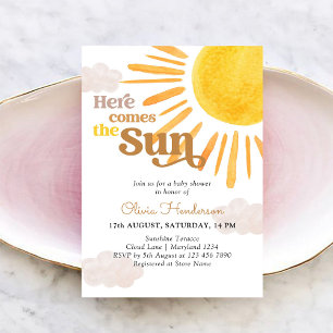 Invitation pour Baby Shower Here Come The Sun