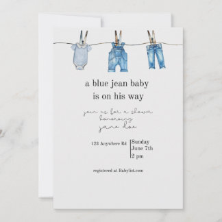 Invitation pour Baby Shower Jean Bleu