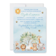Invitation pour Baby Shower Les Animaux de la Jung