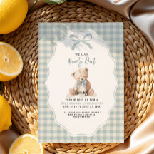 Invitation pour Baby Shower Little Blue Bearly Wai