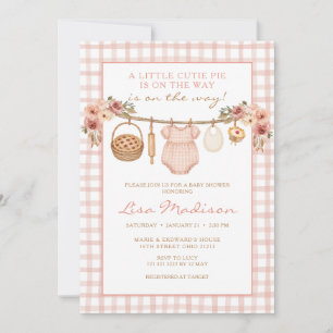 Invitation pour Baby Shower Little Cutie Pie Rose