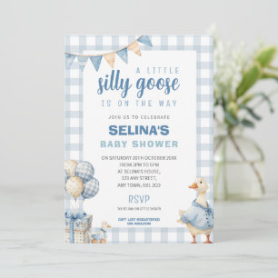 Invitation pour Baby Shower Little Silly Goose Ble