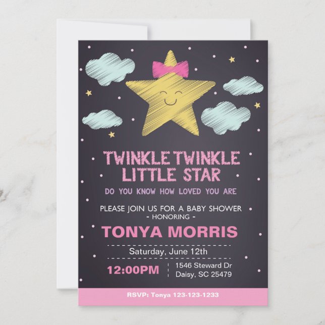 Invitation pour Baby Shower Little Star Tableau No (Devant)