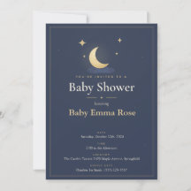 Invitation pour Baby Shower Lune & Étoiles