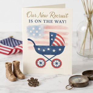 Invitation pour Baby Shower Militaire Stars & Stri