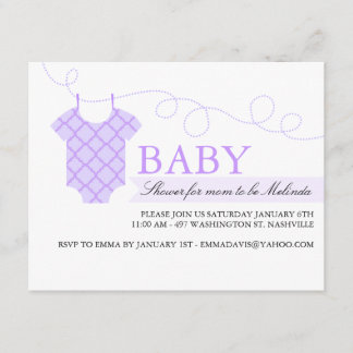 Invitation pour Baby Shower Moderne avec corde à l