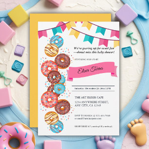 Invitation pour Baby Shower Moderne Bébé Donut ave