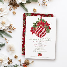 Invitation pour Baby Shower Noël Ornement Rouge Me