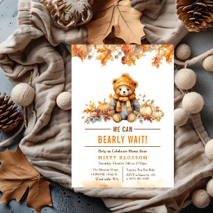 Invitation pour Baby Shower ours en peluche automn