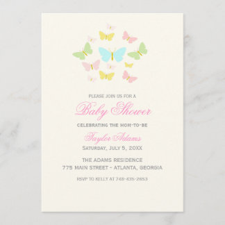 Invitation pour Baby Shower Papillon Mignon