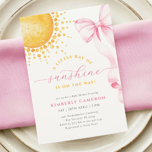 Invitation pour Baby Shower Petite Fille Rose et P
